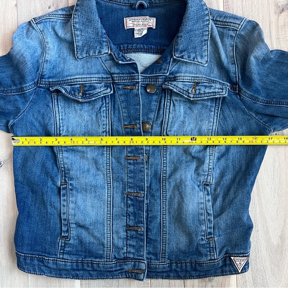 Guess Classic Distressed Crop Jean Jacket Y2K women’s size medium - Picture 9 of 11